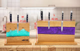 Abmessungen der magnetischen Messerhalter der Manufaktur Nissen aus Eichenholz mit Veredelungen aus Epoxidharz
